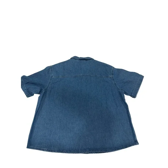 Noisy May Denim Shirt Oversized Short Sleeve Button Up Blue XL - Picture 10 of 11